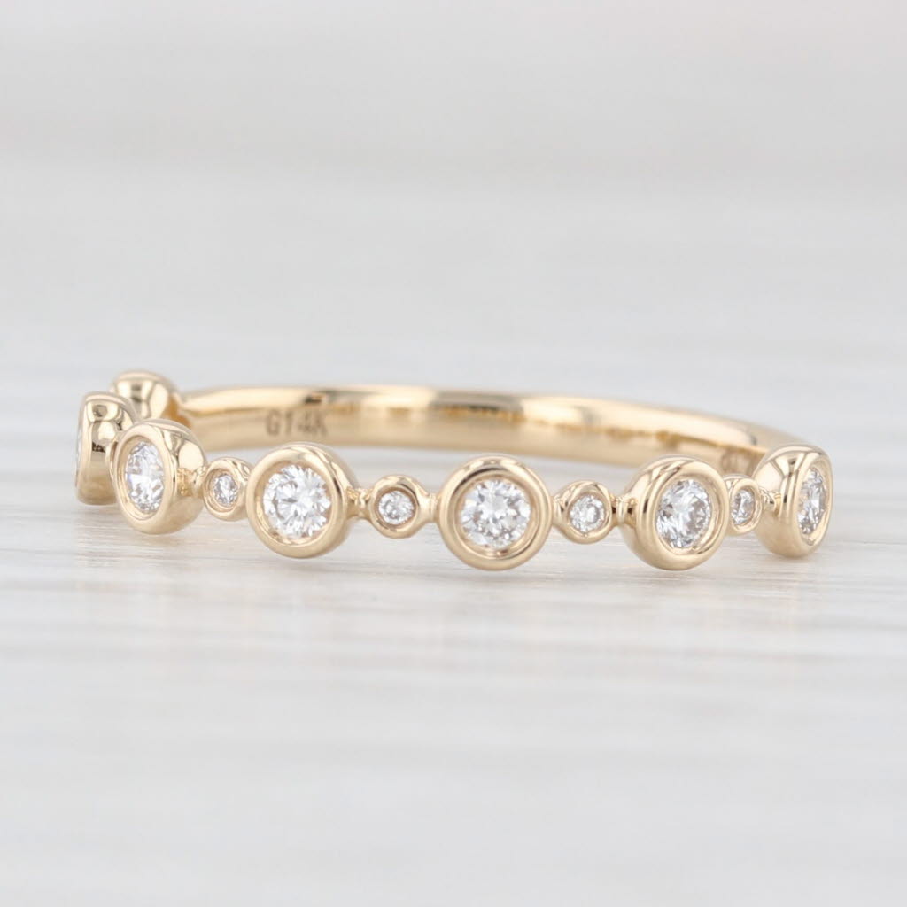 Light Gray New 0.20ctw Diamond Wedding Band 14k Yellow Gold Stackable Anniversary Ring 6.5