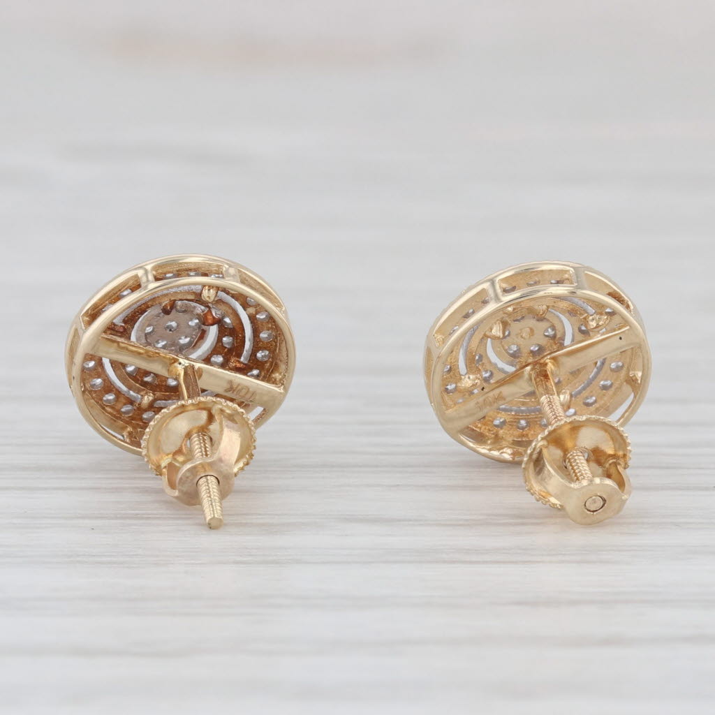 Light Gray 0.33ctw Round Diamond Halo Stud Earrings 10k Yellow Gold