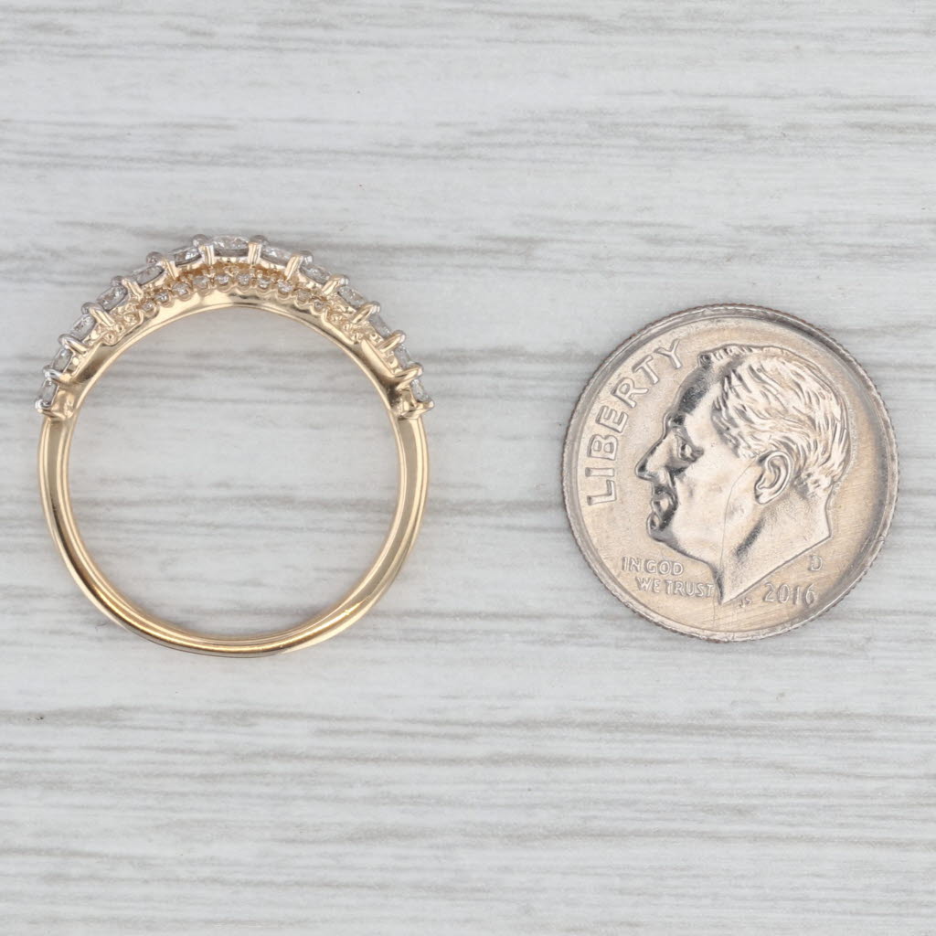 Light Gray Contoured Diamond Ring 10k Yellow Gold Size 7 Wedding Anniversary Band Stackable
