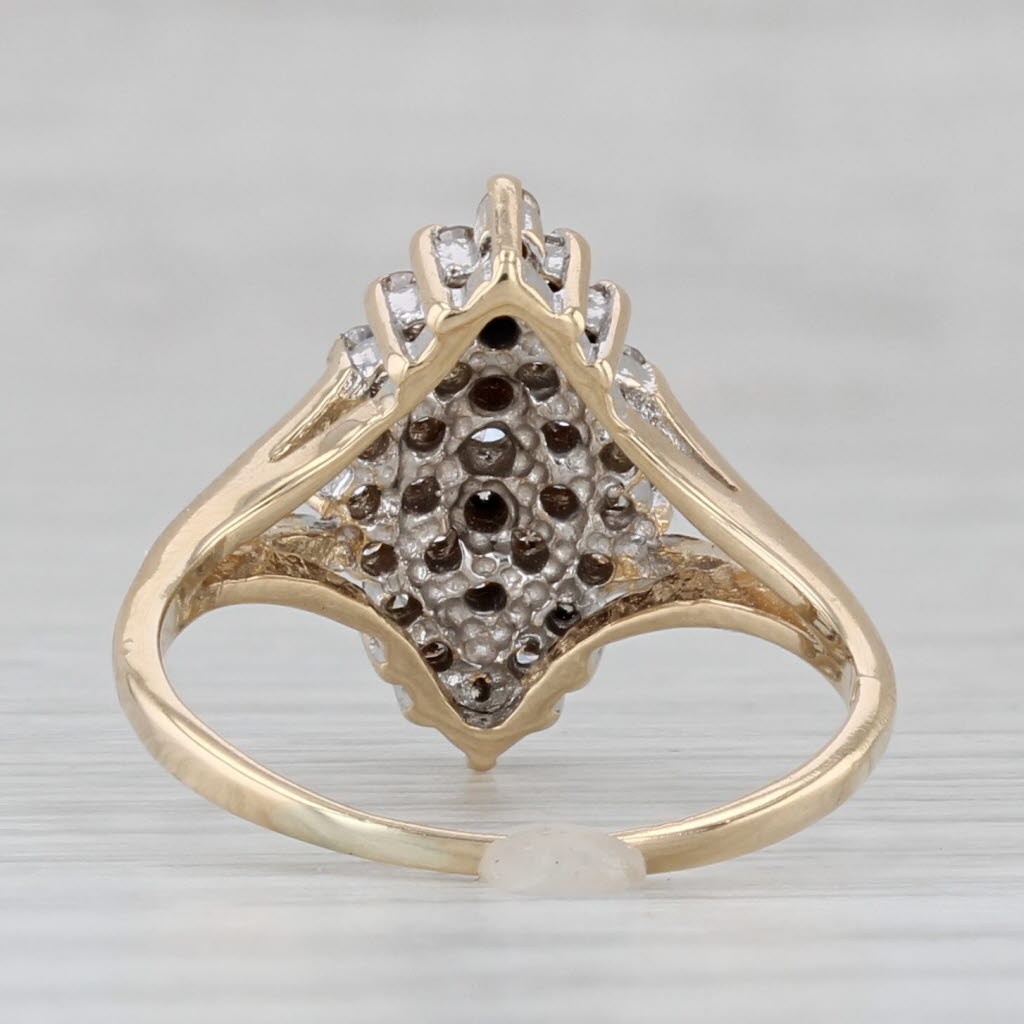 Gray 0.44ctw Diamond Cluster Ring 10k Yellow Gold Size 5