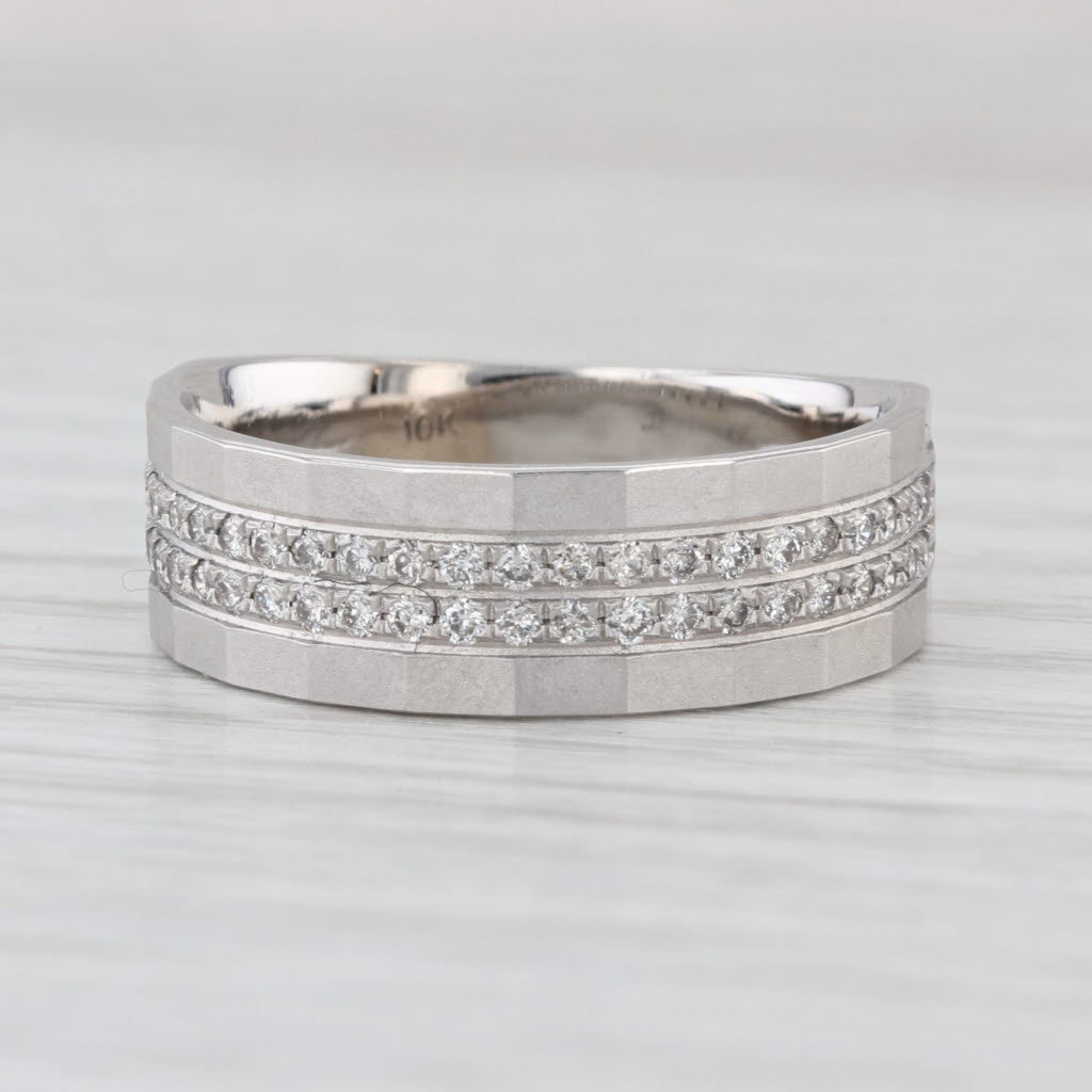 0.39ctw Diamond Men's Wedding Band 10k White Gold Size 9.25 Ring