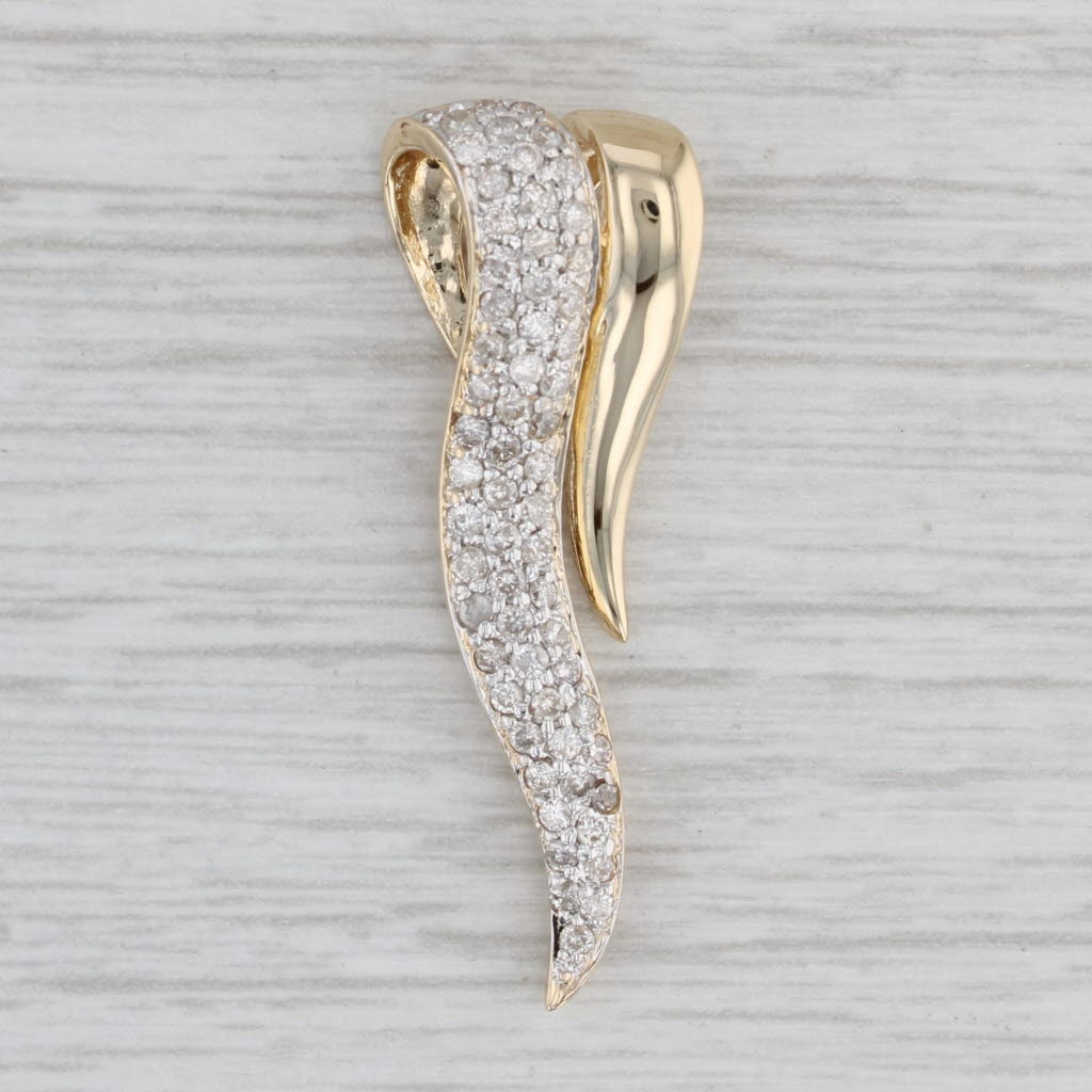 Gray 0.47ctw Pave Diamond Journey Pendant 14k Yellow Gold Floating Drop