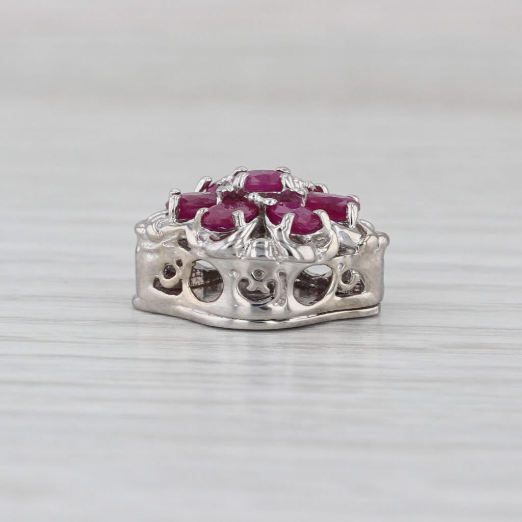 Richard Klein Ruby Flower Slide Bracelet Charm 14k White Gold Vintage