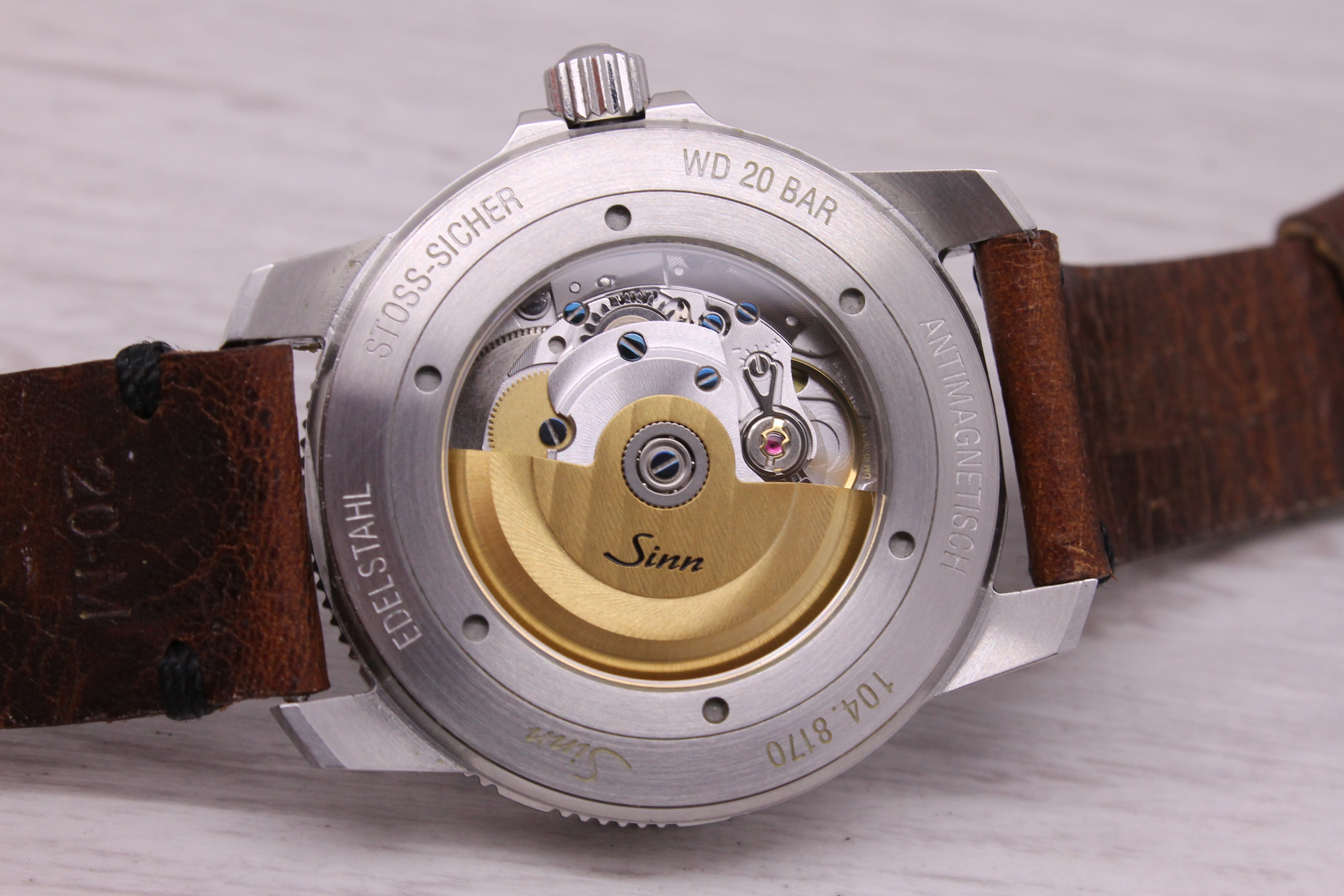 Gray Sinn 104 ST SA B 41mm Steel Mens Automatic Watch Sunburst Blue w Box & Strap