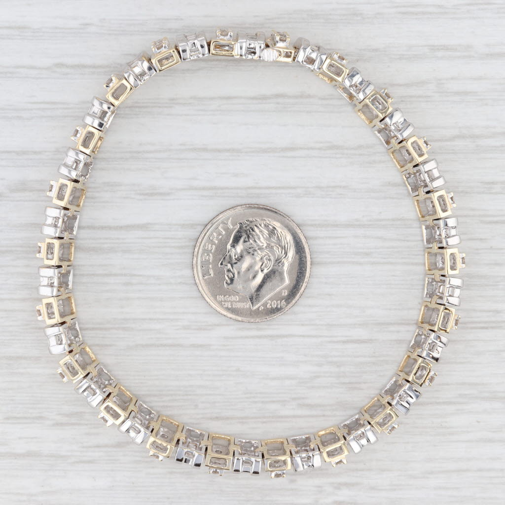 Light Gray 3.10ctw Diamond Bracelet 14k Yellow White Gold 7.25" 7.3mm