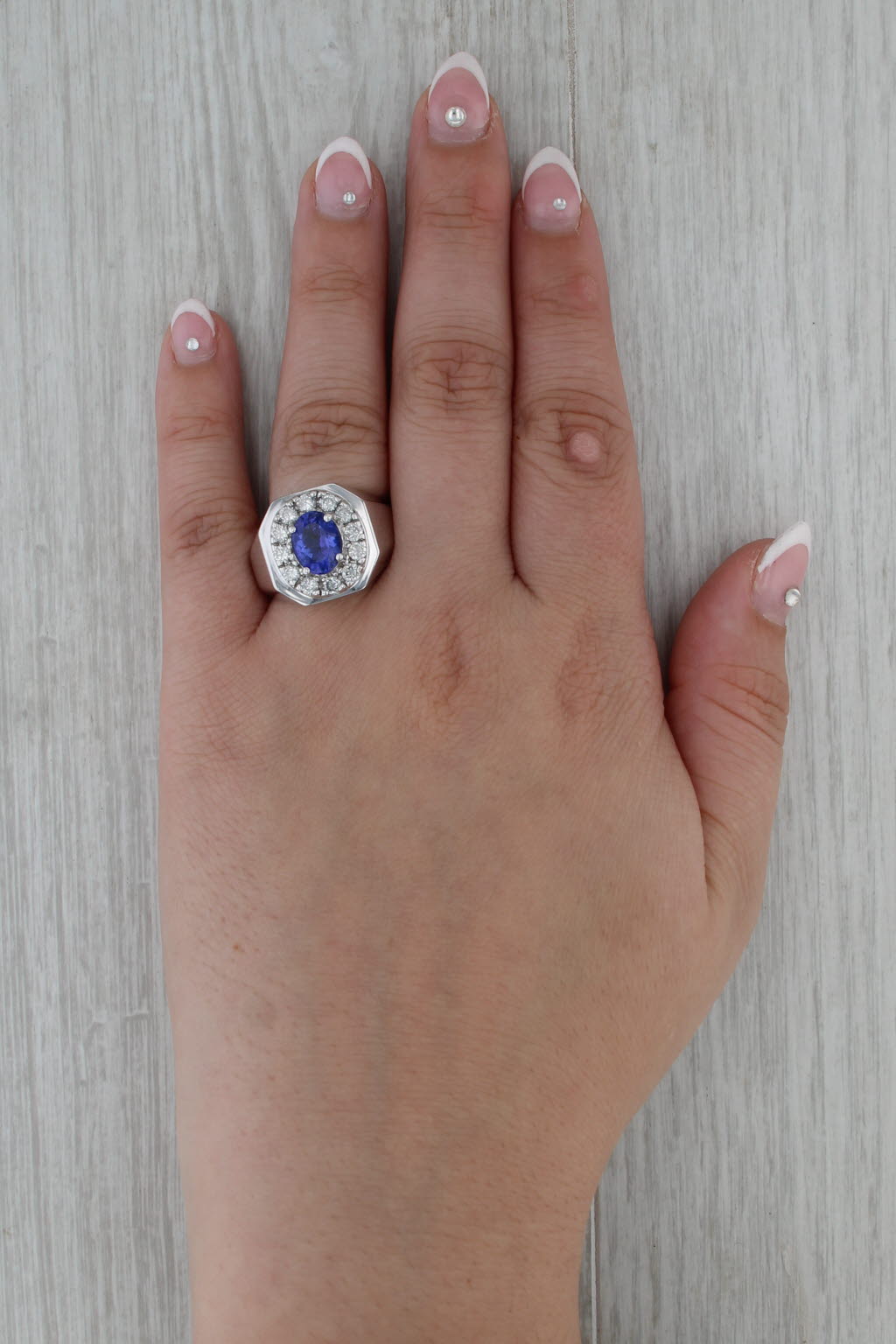 3ctw Tanzanite Diamond Halo Ring 14k White Gold Size 9 Men's