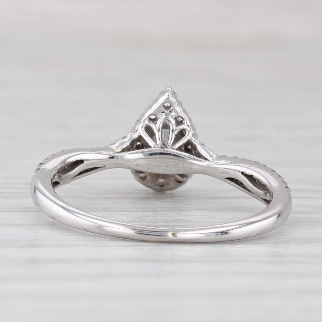 Light Gray 0.48ctw Pear Diamond Halo Engagement Ring 14k White Gold Size 6