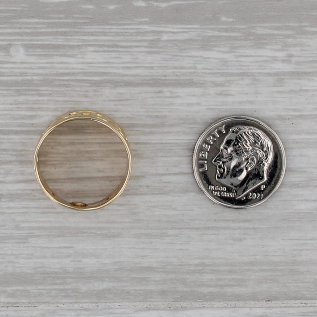 Vintage Patterned Tapering Band Ring 14k Yellow Gold Made in France