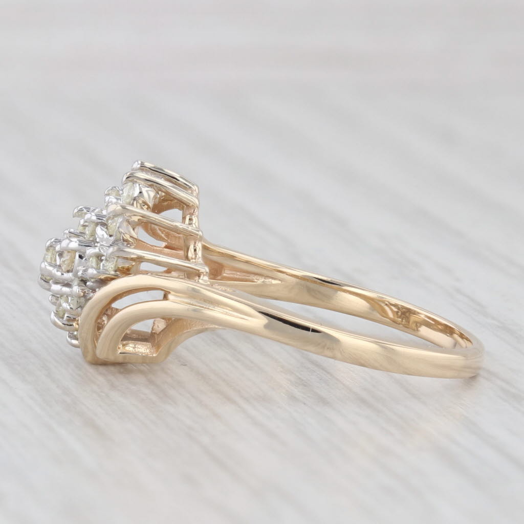 Light Gray 0.30ctw Diamond Cluster Bypass Ring 14k Yellow Gold Size 6.5
