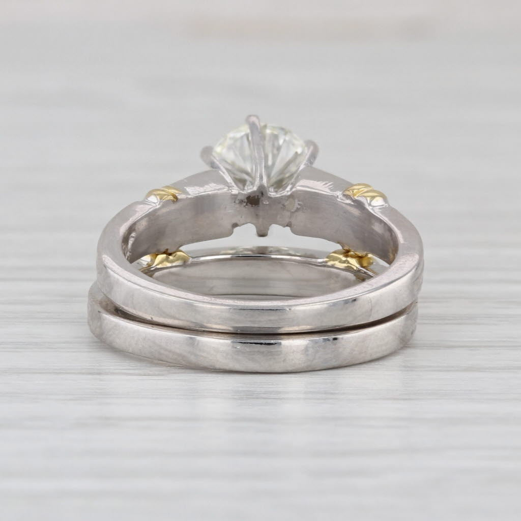 1.05ctw Diamond Bridal Set Platinum 18k Yellow Gold Engagement Ring Wedding Band