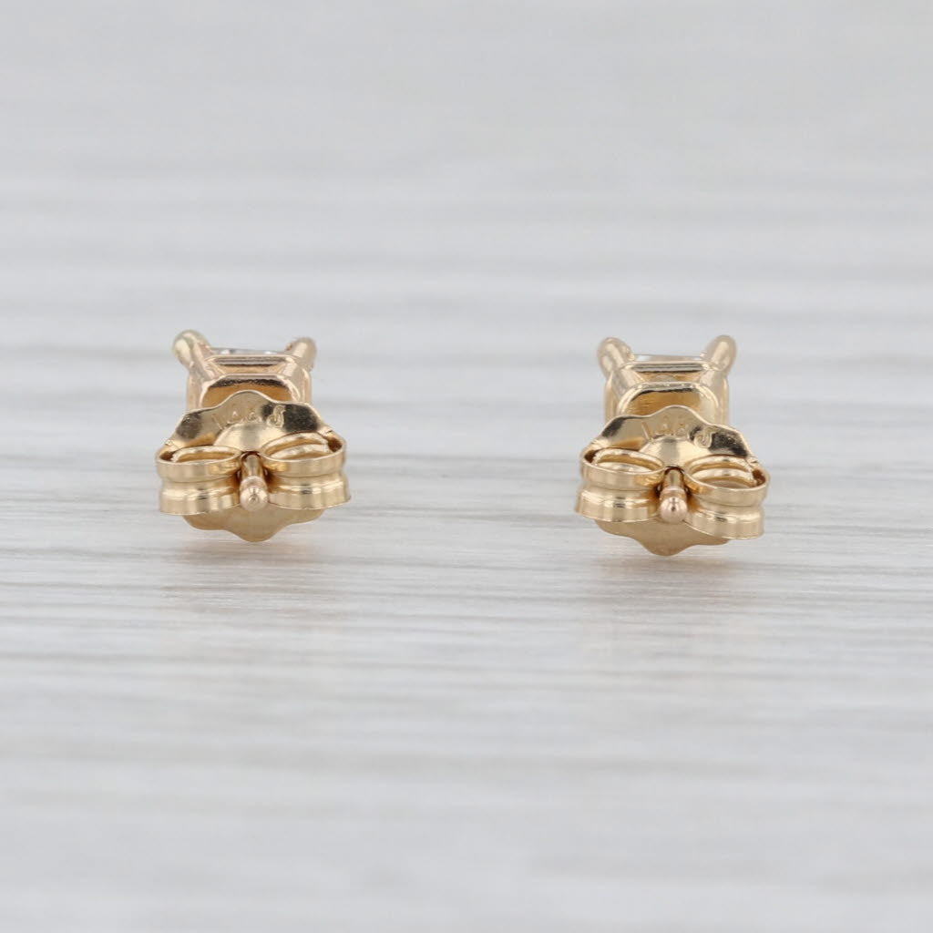 New 0.28ctw Princess Cut Diamond Solitaire Stud Earrings 14k Gold Small Studs