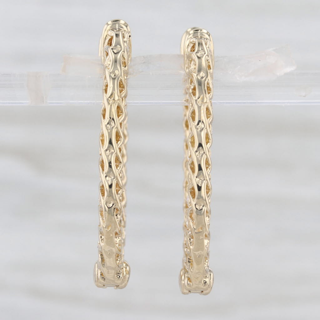 2.40ctw Diamond Insideout Hoop Earrings 14k Yellow Gold Snap Top Hinged