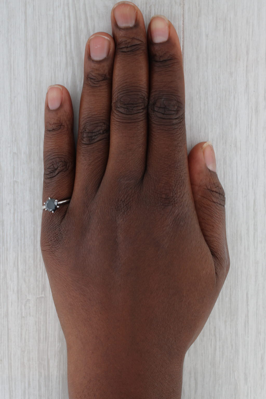 Gray 1.62ct Black Diamond Ring 14k White Gold Size 7 Round Solitaire