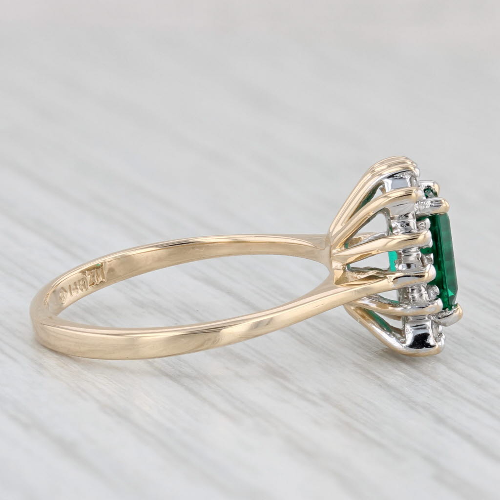 Light Gray 1.18ctw Lab Created Emerald Diamond Halo Ring 14k Yellow Gold Size 6 Engagement