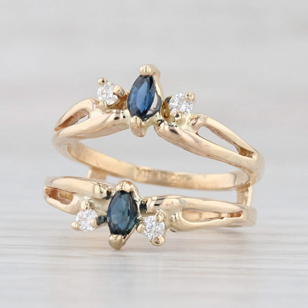 Light Gray 0.46ctw Blue Sapphire Diamond Ring Jacket Guard 14k Yellow Gold Size 6.25