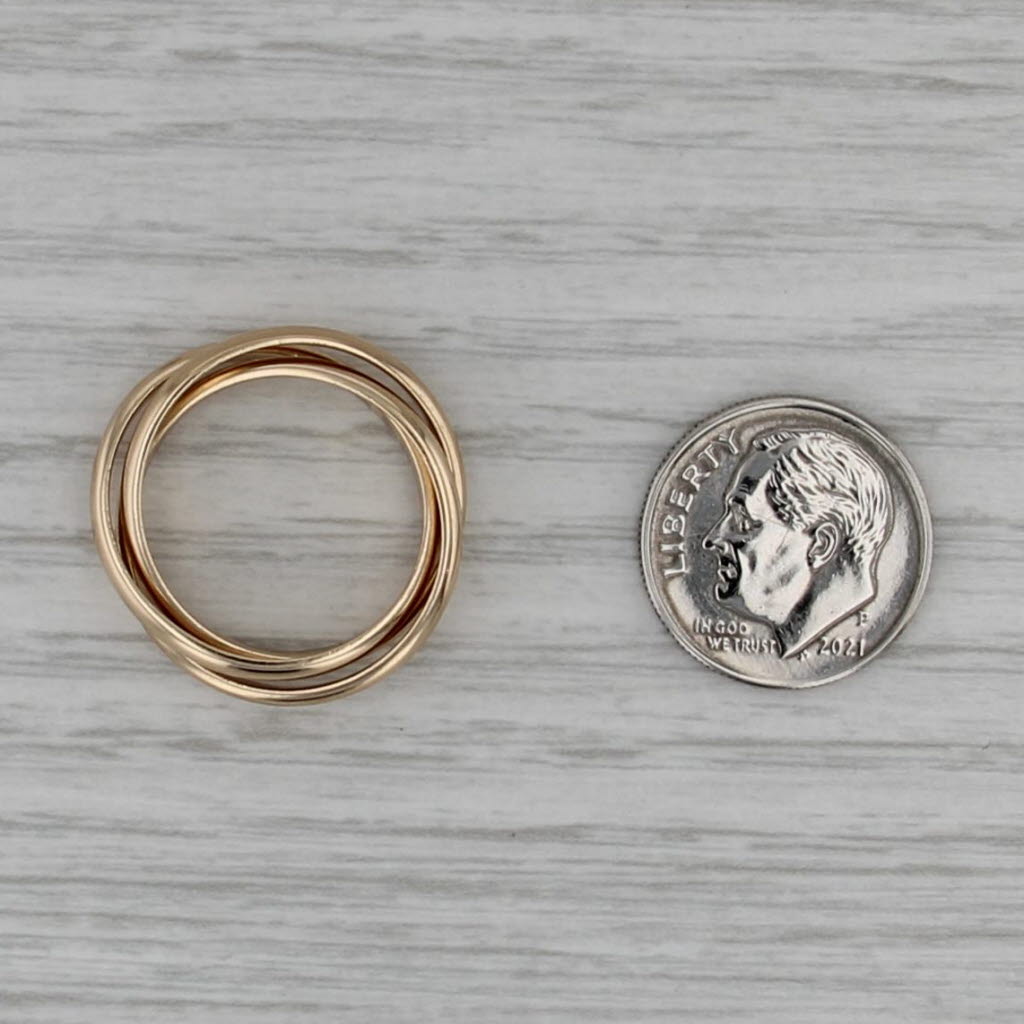 3 Interlocking Bands Puzzle Rolling Ring 14k Yellow Gold