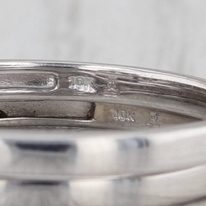 0.11ctw Diamond Halo Engagement Ring Wedding Band Bridal Set 10k White Gold