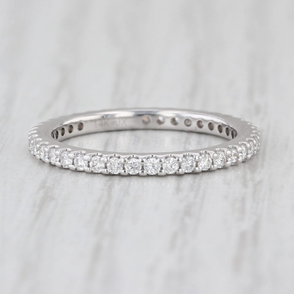 0.60ctw Diamond Eternity Wedding Band Stackable Anniversary Ring 14k White Gold