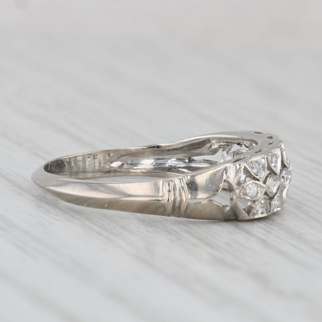 Light Gray 0.10ctw Diamond Openwork Ring 900 Platinum Size 5 Band Wedding Stackable