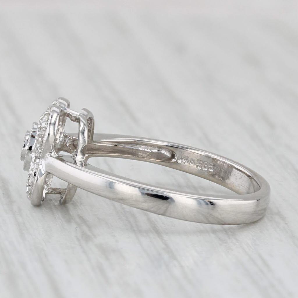 Light Gray 0.12ctw Diamond Flower Ring 14k White Gold Size 5.5