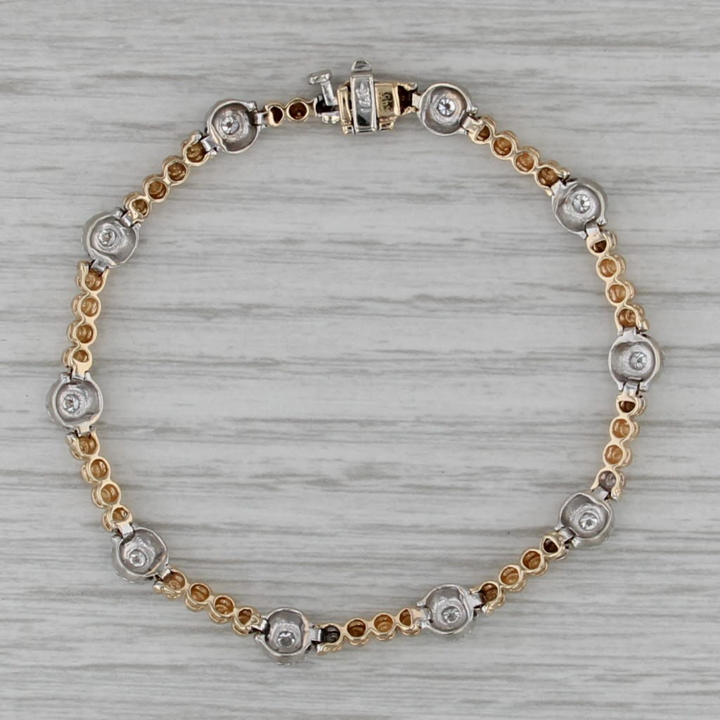 0.50ctw Diamond Bead Links Bracelet 14k White Yellow Gold 7"