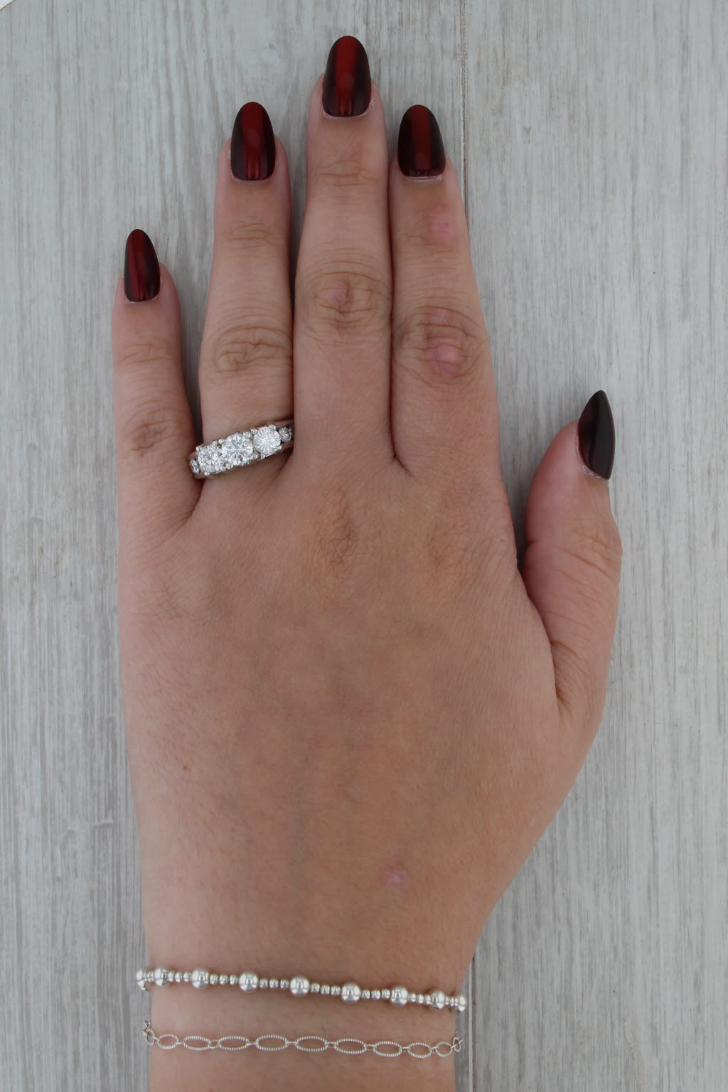 2.54ctw 3-Stone Round Brilliant Diamond Engagement Ring 14k White Gold Size 8.5