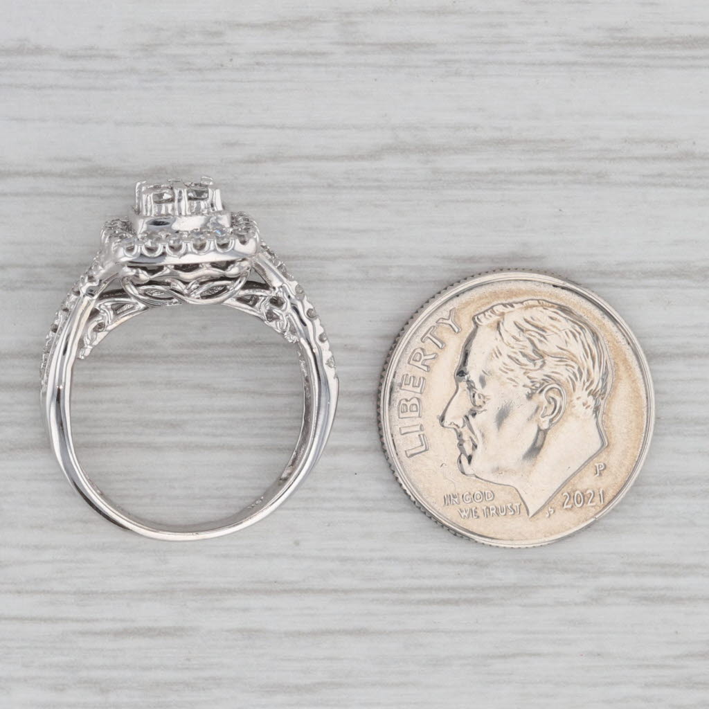 Gray 0.50ctw Diamond Cluster Halo Engagement Ring 14k White Gold Size 4