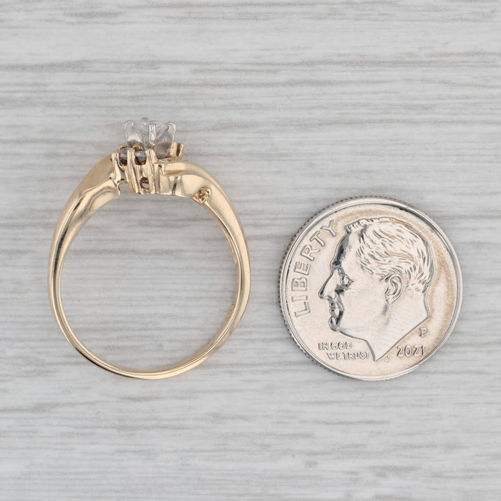 Gray 0.26ctw Round Diamond Bypass Engagement Ring 14k Yellow Gold Size 7