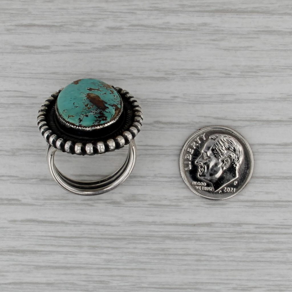 Vintage Turquoise Ring Sterling Silver Leon Martinez Navajo Native American