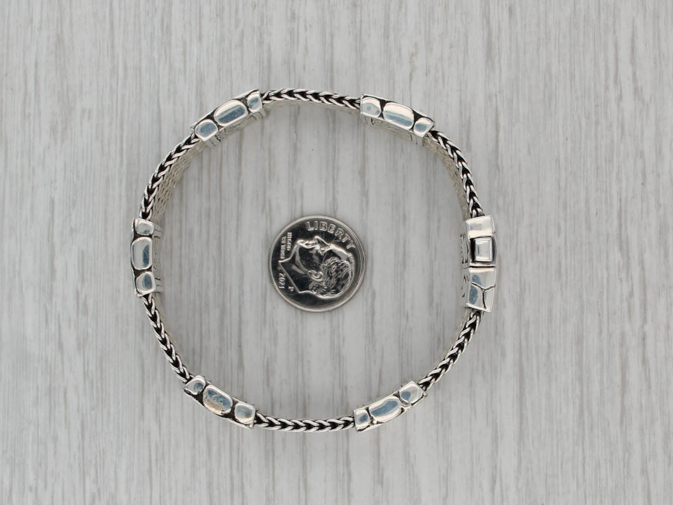 John Hardy Dragon Station Bracelet Sterling Silver 7" 17.2mm Snap Clasp