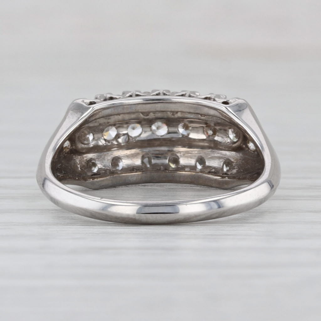 Vintage 0.31ctw Diamond 3-Row Ring 14k White Gold Size 8