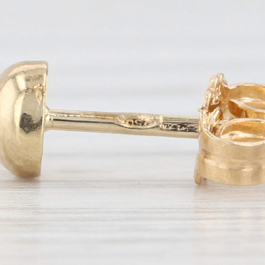 Light Gray Small Round Gold Stud Earrings 18k Yellow Gold