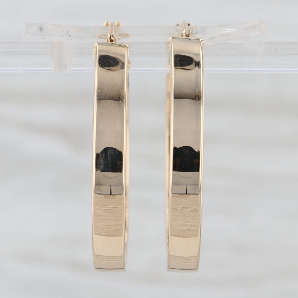 Round Hoop Earrings 14k Yellow Gold Snap Top Hoops 29 x 4mm