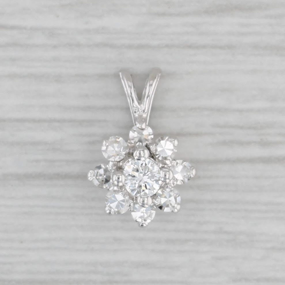 Gray 0.26ctw Diamond Flower Pendant 14k White Gold Small Drop