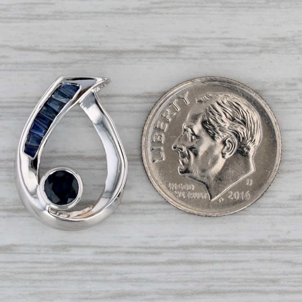 Gray 0.67ctw Sapphire Teardrop Pendant 14k White Gold