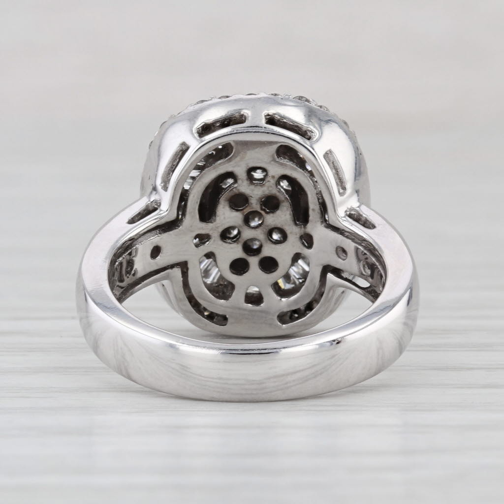 1ctw Diamond Cluster Halo Ring 14k White Gold Size 7.5 Engagement