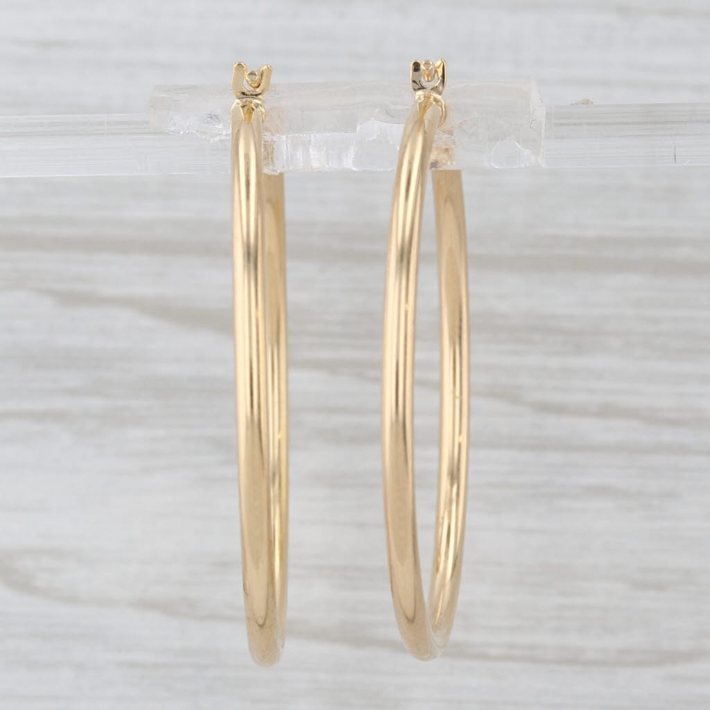 New Hoop Earrings 14k Yellow Gold Snap Top Round Hoops 37.3 x 2mm