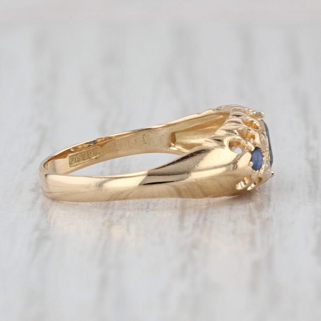 0.46ctw Blue Sapphire Diamond Ring 18k Yellow Gold Size 6.25