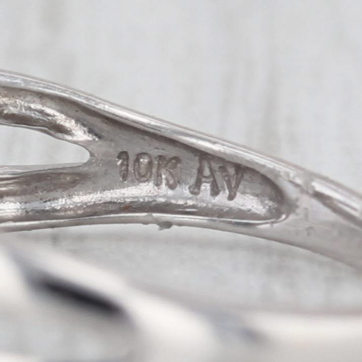 0.53ctw Oval Blue Sapphire Diamond Ring 10k White Gold Size 6