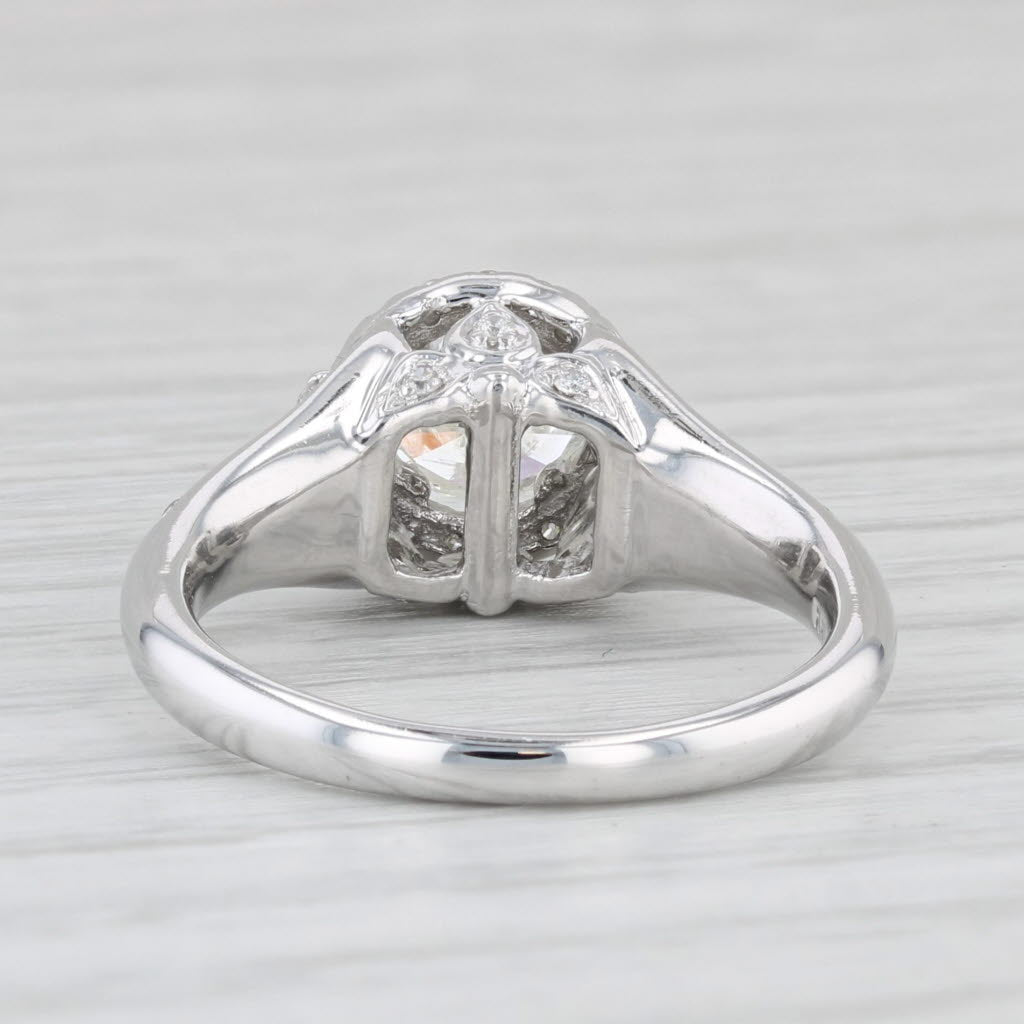 Light Gray 1.53ctw Round Diamond Halo Engagement Ring 14k White Gold Size 6 Demetrios