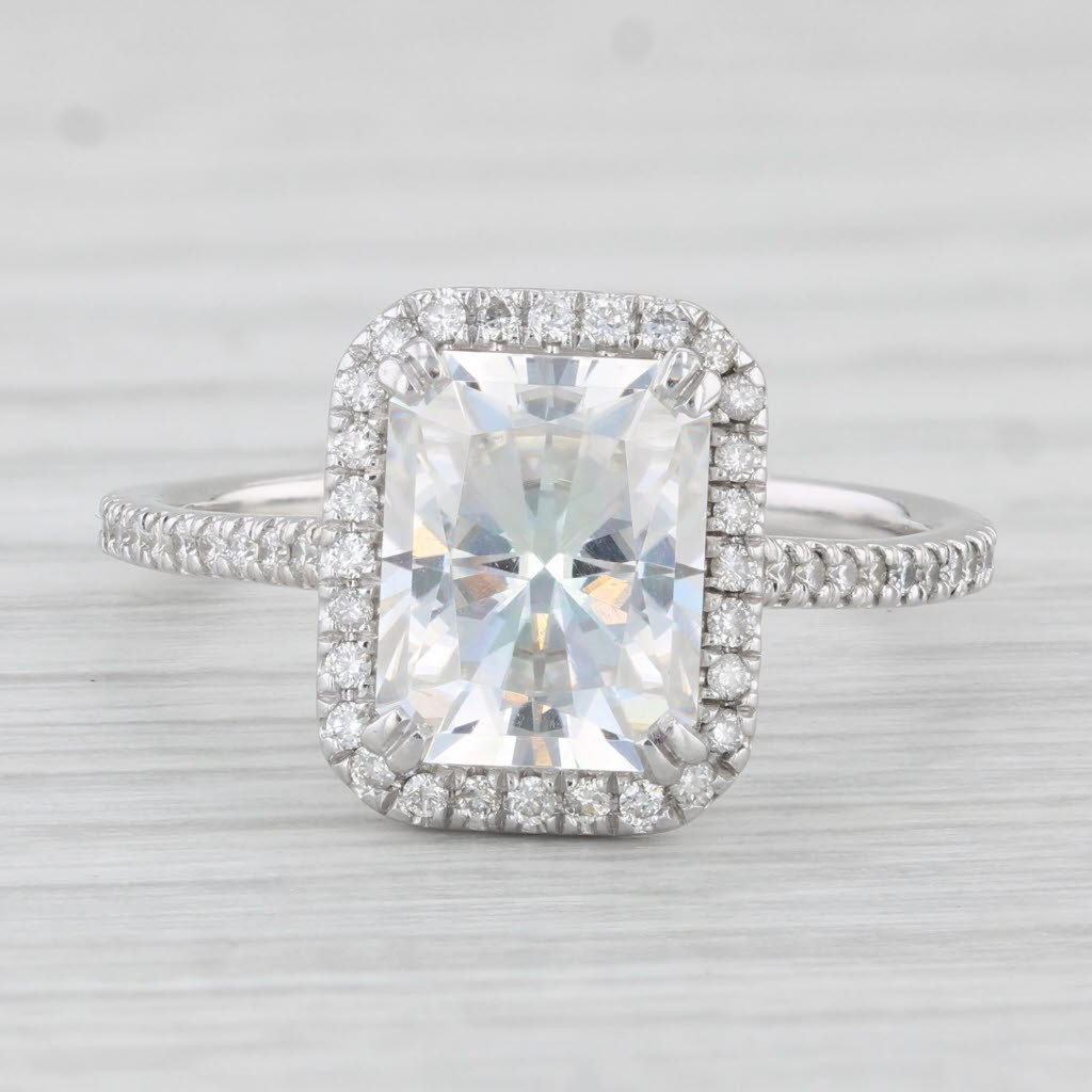 Light Gray Kobelli 3.39ctw Moissanite Halo Semi Mount Engagement Ring 14k White Gold Sz 7.5