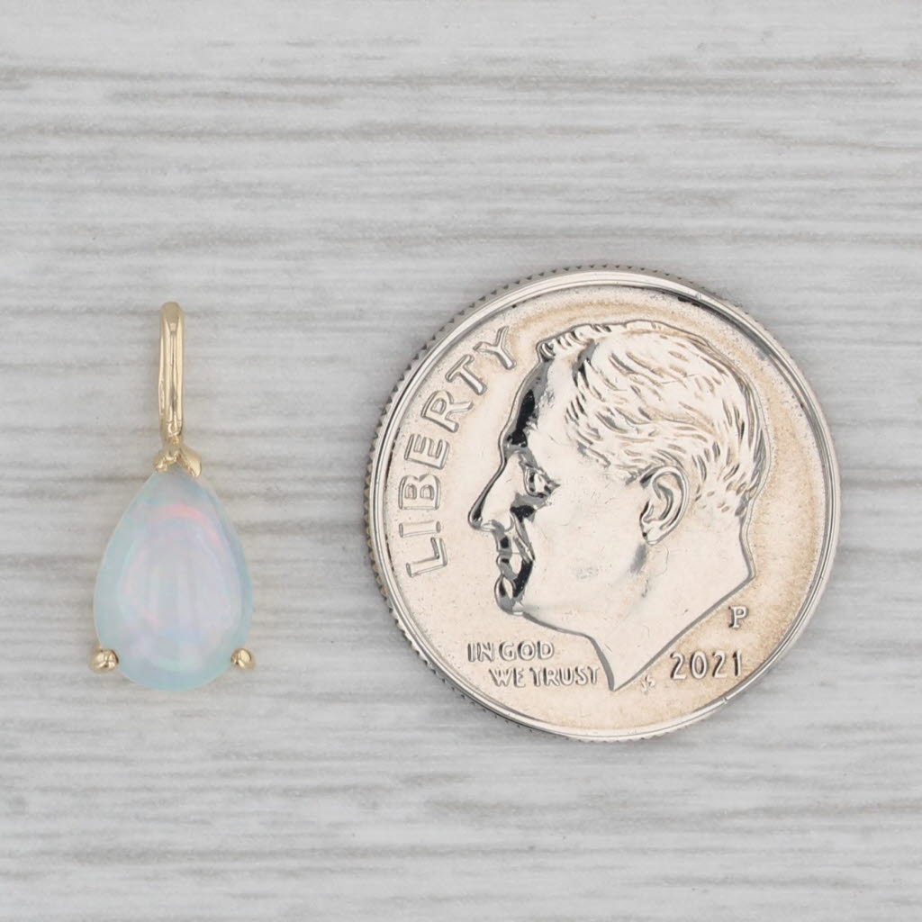 Gray Opal Pear Cabochon Solitaire Teardrop Pendant 10k Yellow Gold