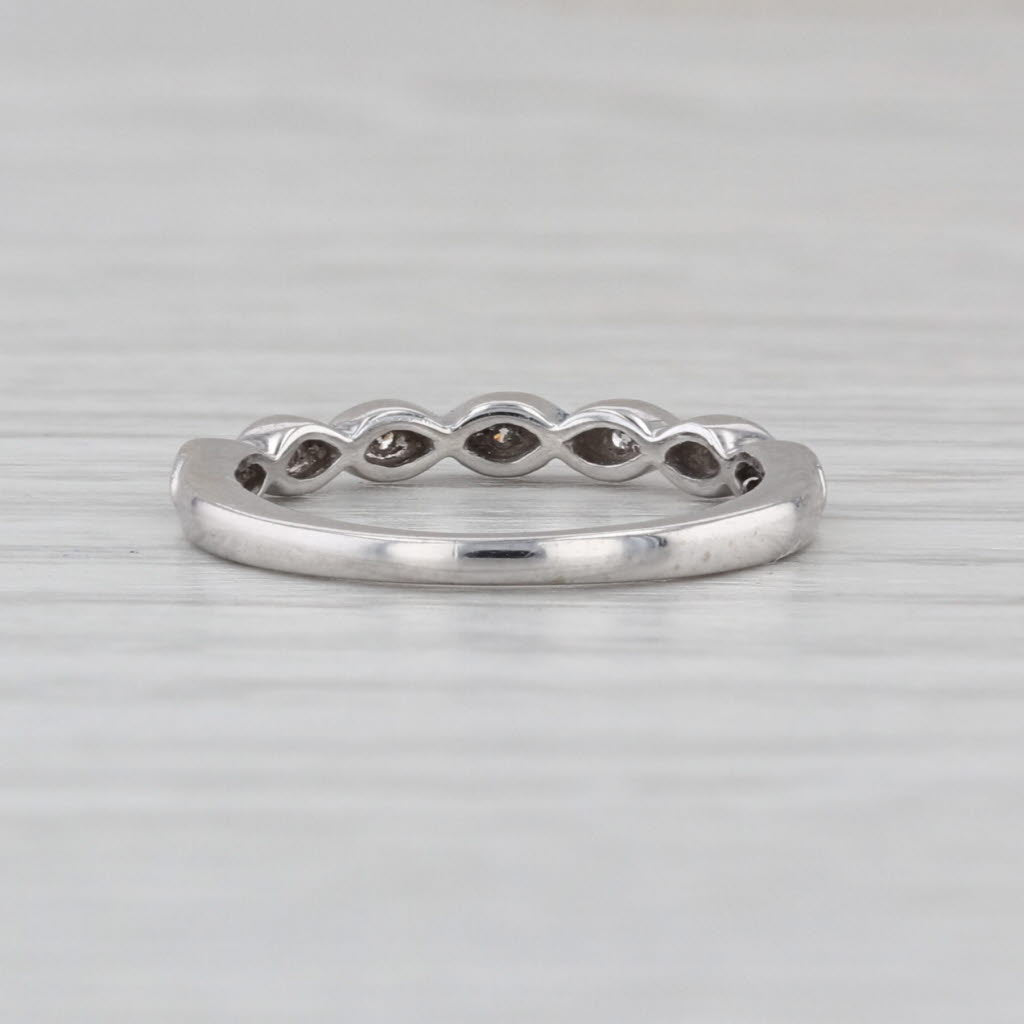 Woven Diamond Stackable Ring 10k White Gold Wedding Band Size 3.25