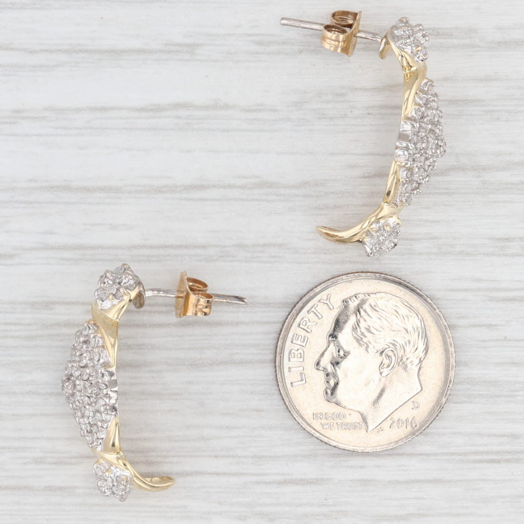Light Gray 0.50ctw Diamond Cluster Drop Earrings 10k Yellow Gold
