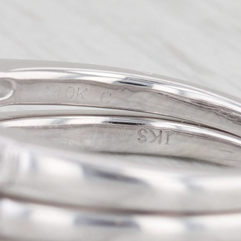 Light Gray 0.32ctw Round Diamond Halo Engagement Ring Wedding Band Set 10k White Gold Sz 5