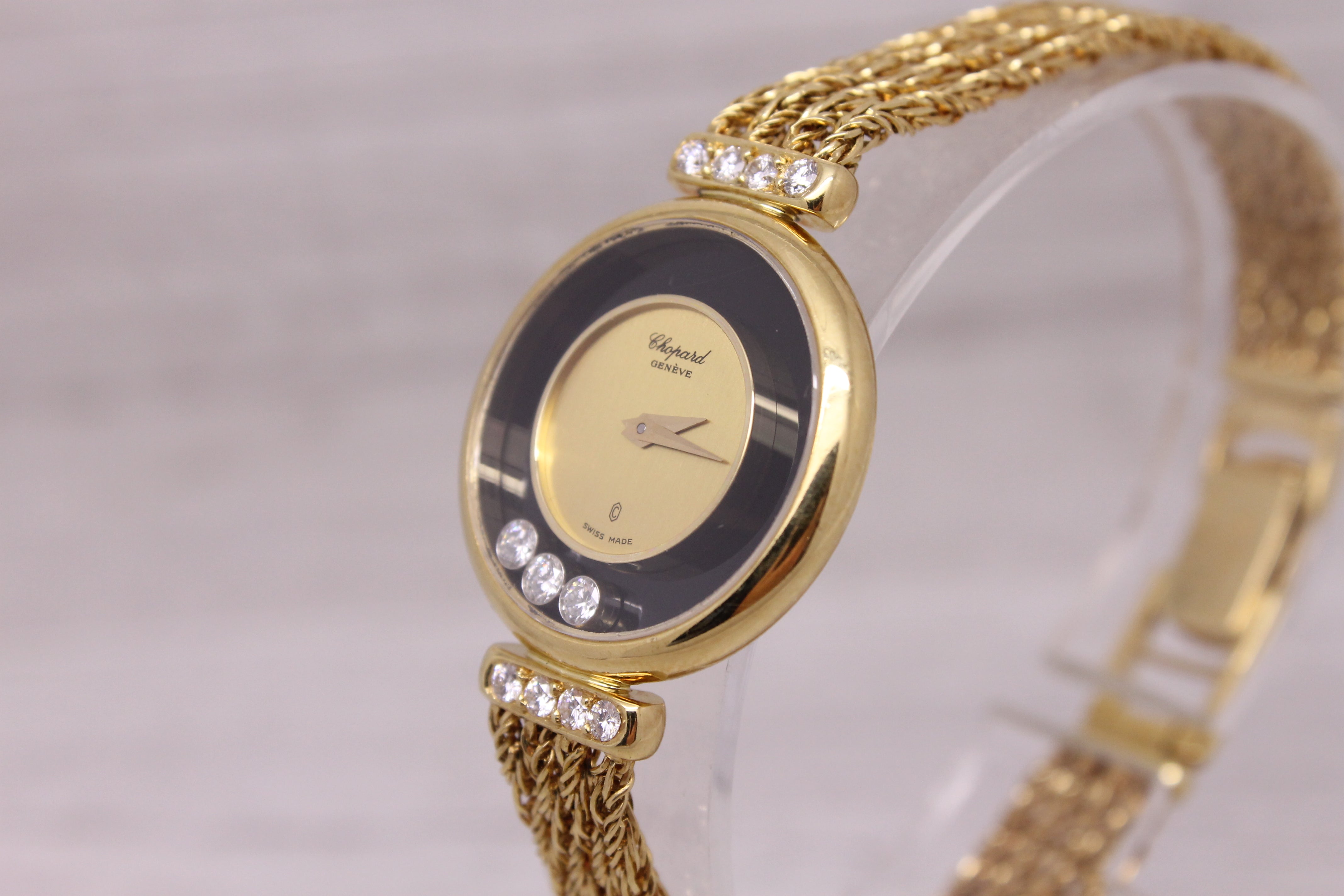 Chopard Happy Diamonds Ladies 24mm 18k Yellow Gold Quartz 4 Row Bracelet Watch