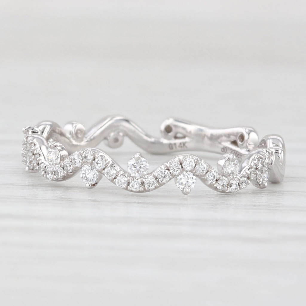 Light Gray New 0.22ctw Diamond Ring 14k White Gold Wedding Band Stackable Anniversary S 6.5
