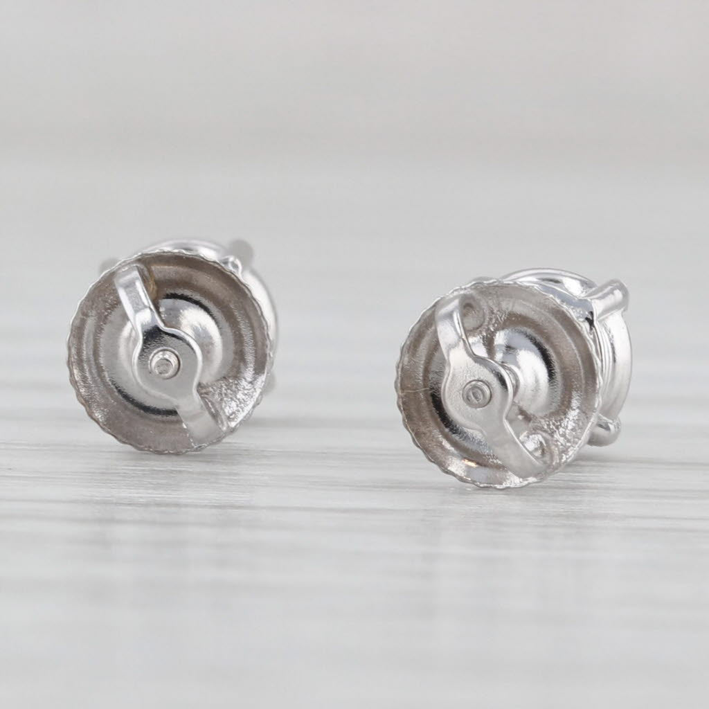 Light Gray 1ctw Round Diamond Solitaire Stud Earrings 14k White Gold Screw Backs