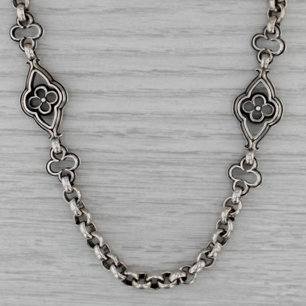 Konstantino Flower Station Toggle Necklace Sterling Silver 17.5" Rolo Chain