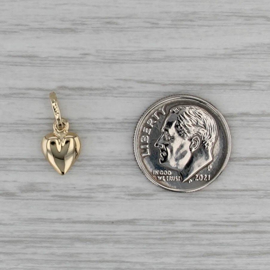 Small Puffy Heart Charm 14k Yellow Gold Pendant